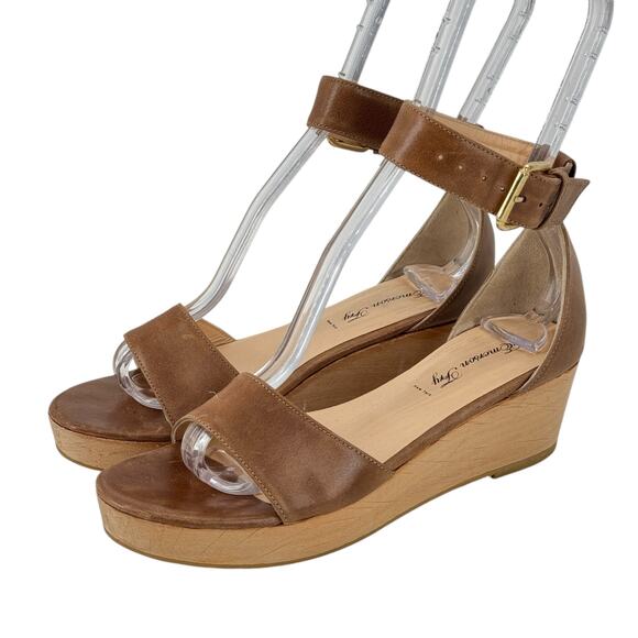 Emerson Fry Shoes - Emerson Fry Ankle Strap Wedge Platform Sandal Women's SZ 7 Brown Resort Summer